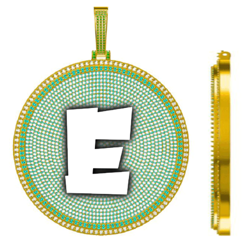 CUSTOM LETTER NECKLACE 3D BIG DISC