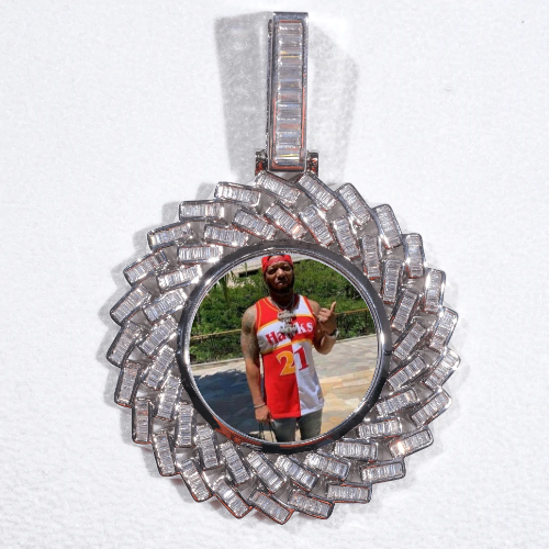 Large 3D Baguette Custom Picture Pendant