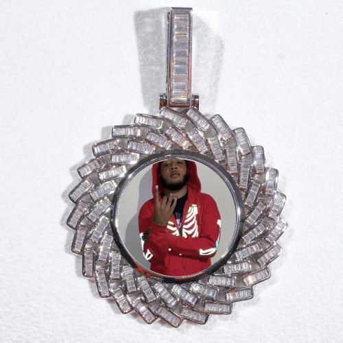 Large 3D Baguette Custom Picture Pendant