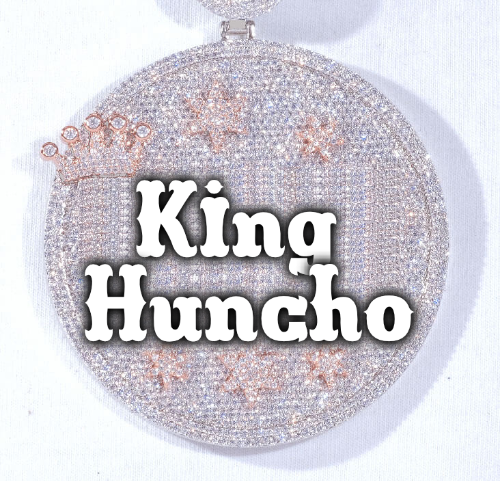 CUSTOM LETTER NECKLACE 3D BIG CROWN DISC