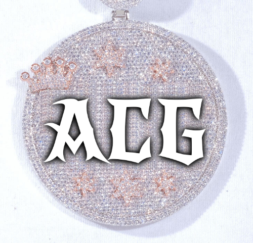 CUSTOM LETTER NECKLACE 3D BIG CROWN DISC