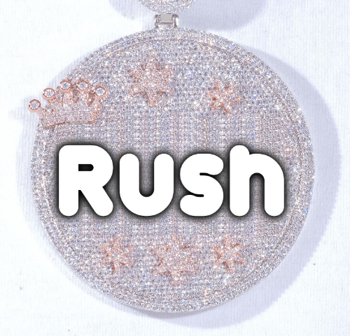 CUSTOM LETTER NECKLACE 3D BIG CROWN DISC