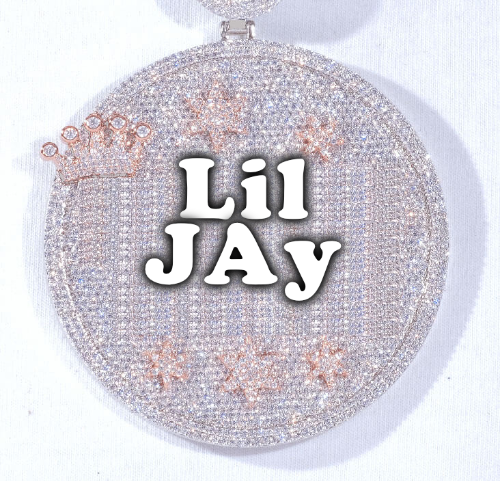 CUSTOM LETTER NECKLACE 3D BIG CROWN DISC
