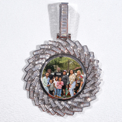 Large 3D Baguette Custom Picture Pendant