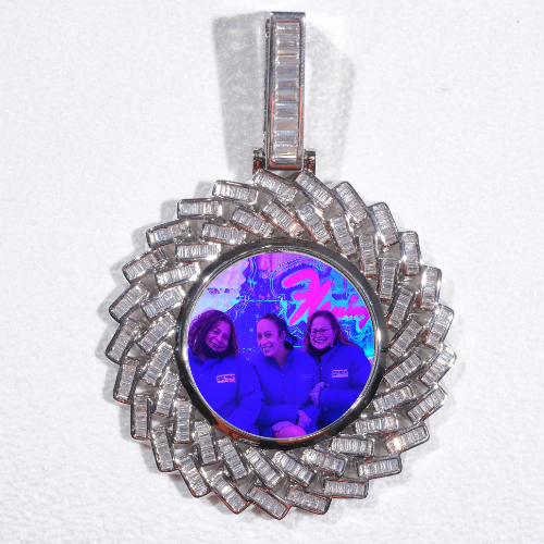 Large 3D Baguette Custom Picture Pendant