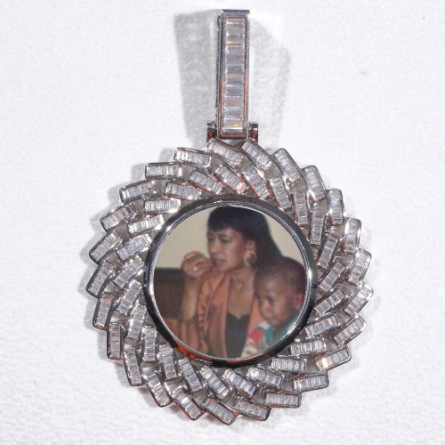 Large 3D Baguette Custom Picture Pendant