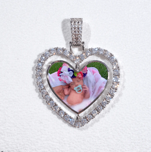 3D Spinning 2-Faced Heart Custom Picture Pendant