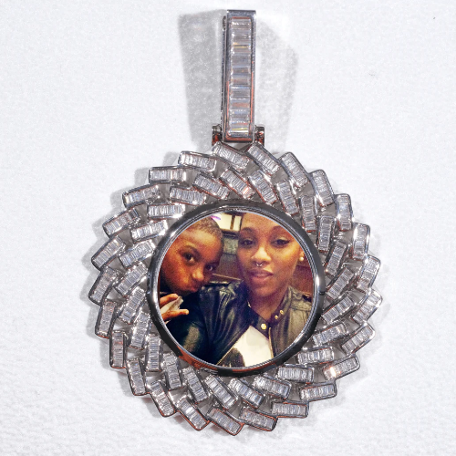 Large 3D Baguette Custom Picture Pendant