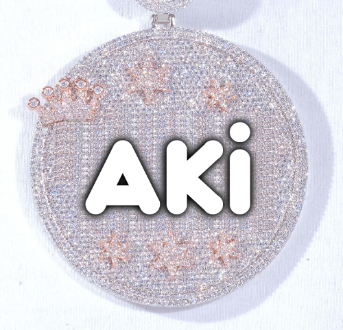 CUSTOM LETTER NECKLACE 3D BIG CROWN DISC