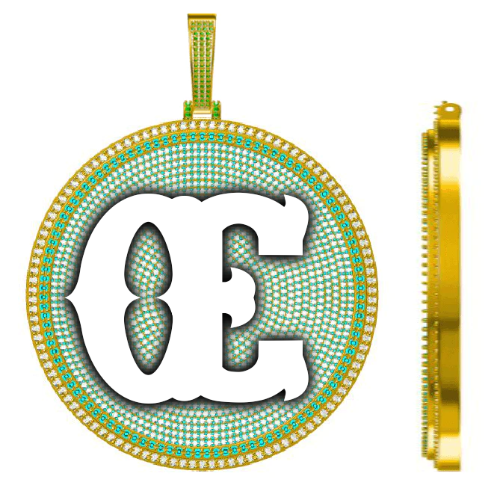 CUSTOM LETTER NECKLACE 3D BIG DISC