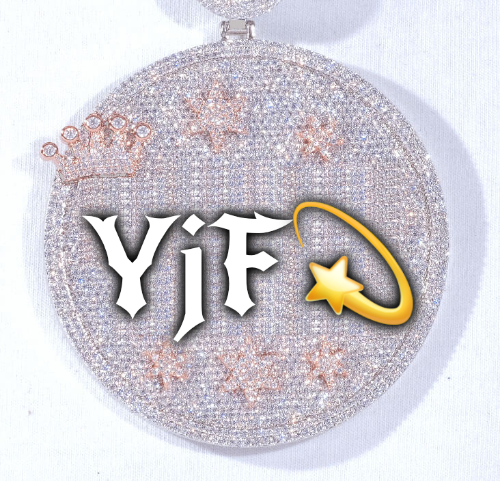 CUSTOM LETTER NECKLACE 3D BIG CROWN DISC