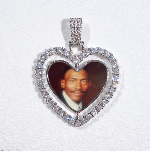 3D Spinning 2-Faced Heart Custom Picture Pendant
