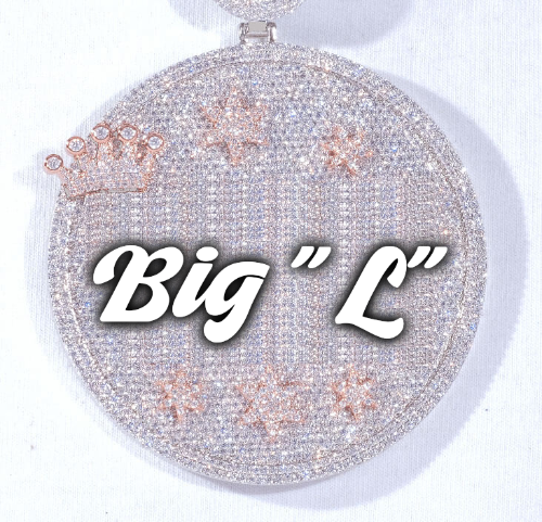 CUSTOM LETTER NECKLACE 3D BIG CROWN DISC