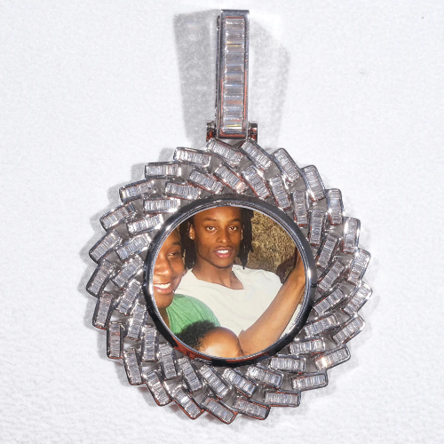 Large 3D Baguette Custom Picture Pendant