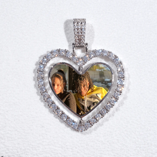 3D Spinning 2-Faced Heart Custom Picture Pendant