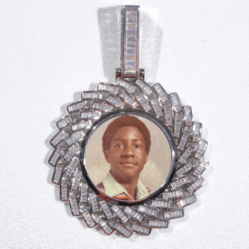 Large 3D Baguette Custom Picture Pendant