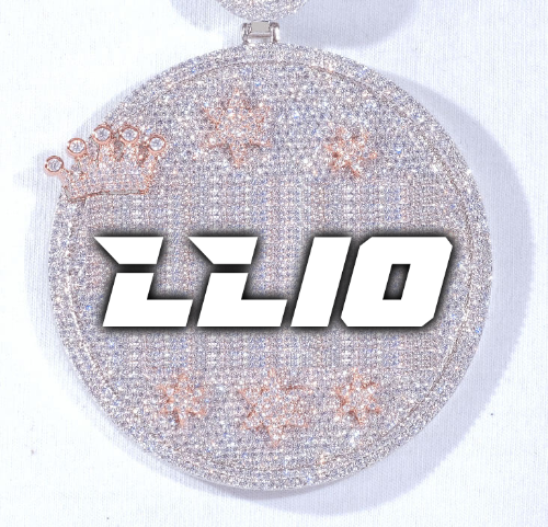 CUSTOM LETTER NECKLACE 3D BIG CROWN DISC
