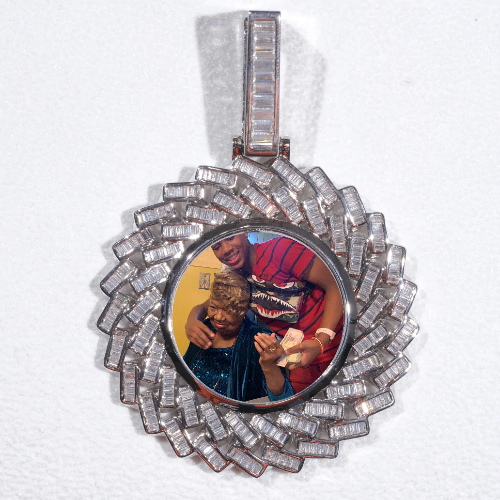 Large 3D Baguette Custom Picture Pendant