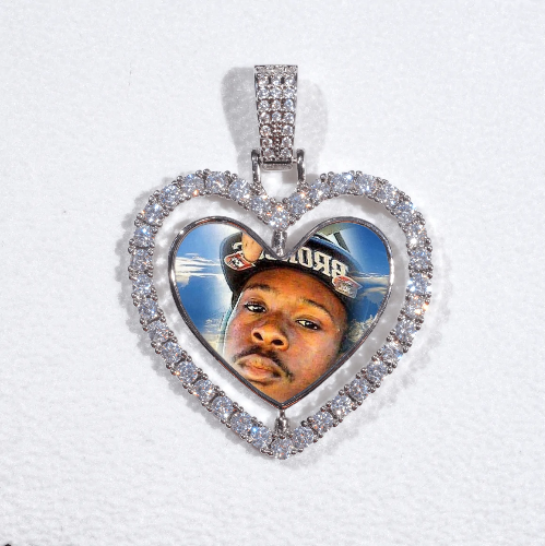 3D Spinning 2-Faced Heart Custom Picture Pendant