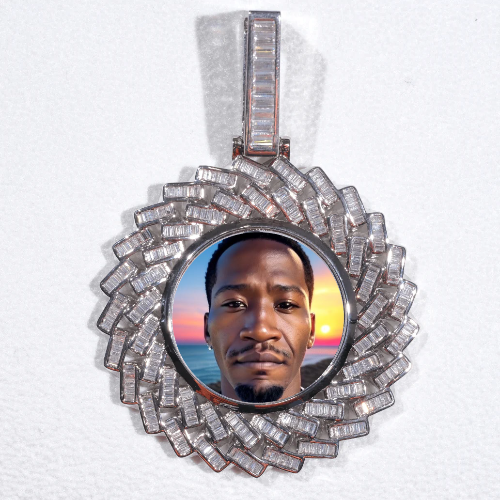 Large 3D Baguette Custom Picture Pendant