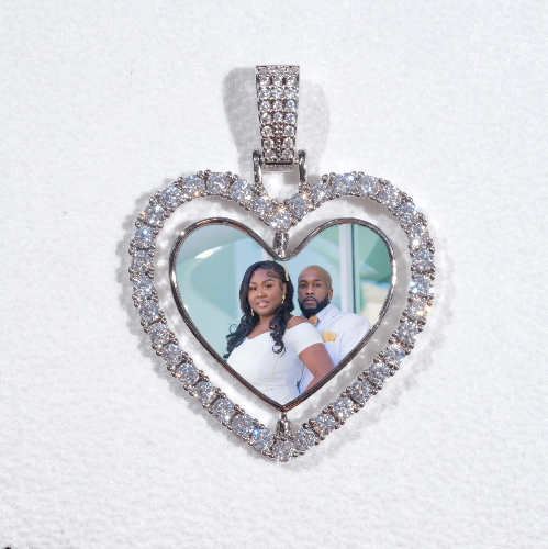 3D Spinning 2-Faced Heart Custom Picture Pendant