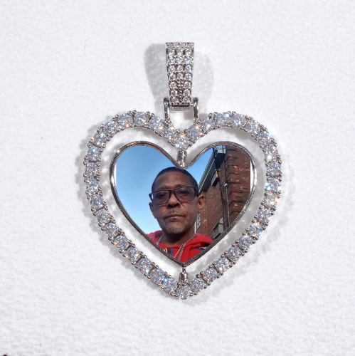 3D Spinning 2-Faced Heart Custom Picture Pendant