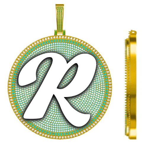 CUSTOM LETTER NECKLACE 3D BIG DISC
