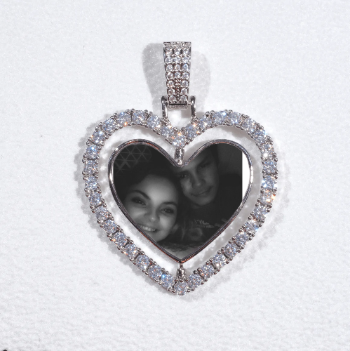 3D Spinning 2-Faced Heart Custom Picture Pendant