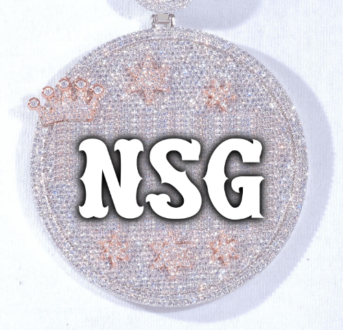 CUSTOM LETTER NECKLACE 3D BIG CROWN DISC