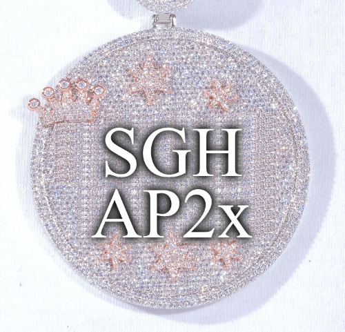 CUSTOM LETTER NECKLACE 3D BIG CROWN DISC