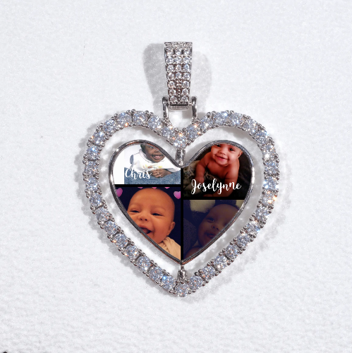 3D Spinning 2-Faced Heart Custom Picture Pendant