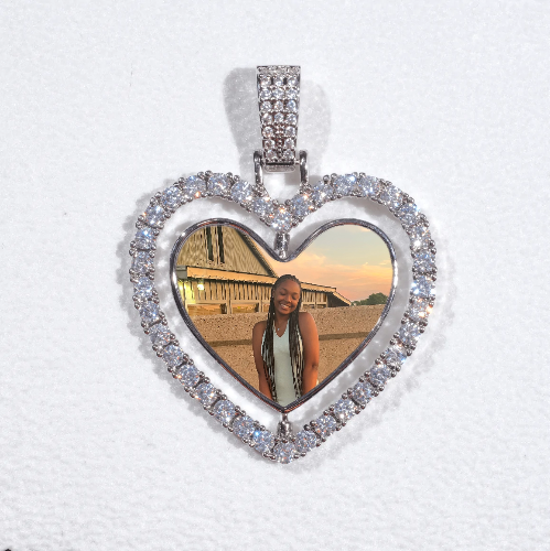 3D Spinning 2-Faced Heart Custom Picture Pendant
