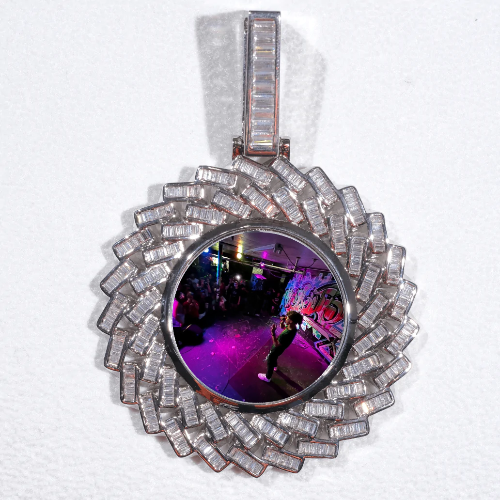 Large 3D Baguette Custom Picture Pendant