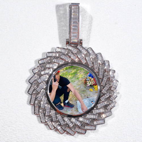 Large 3D Baguette Custom Picture Pendant