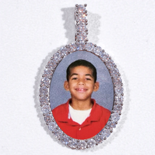 Large 3D Oval Custom Picture Pendant