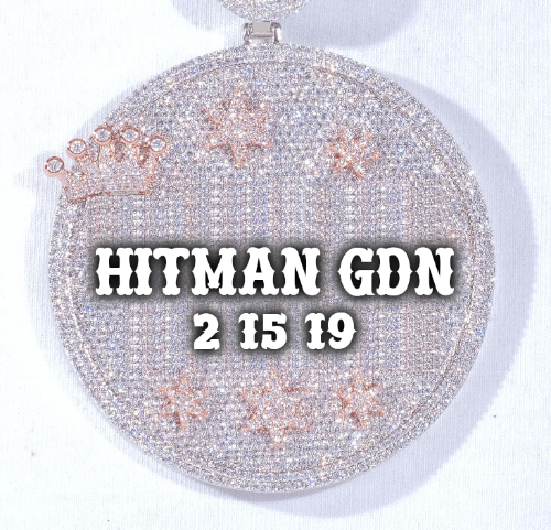 CUSTOM LETTER NECKLACE 3D BIG CROWN DISC