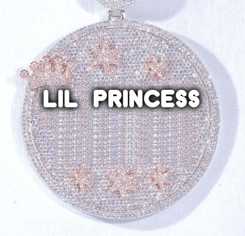 CUSTOM LETTER NECKLACE 3D BIG CROWN DISC
