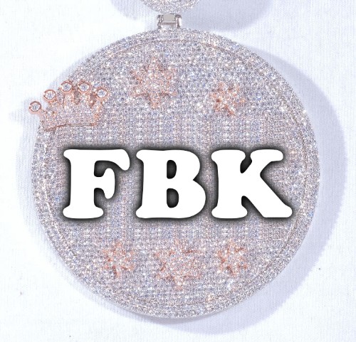 CUSTOM LETTER NECKLACE 3D BIG CROWN DISC