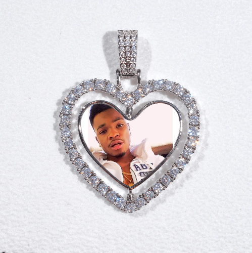 3D Spinning 2-Faced Heart Custom Picture Pendant