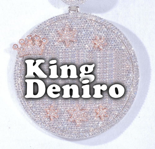 CUSTOM LETTER NECKLACE 3D BIG CROWN DISC