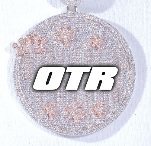 CUSTOM LETTER NECKLACE 3D BIG CROWN DISC