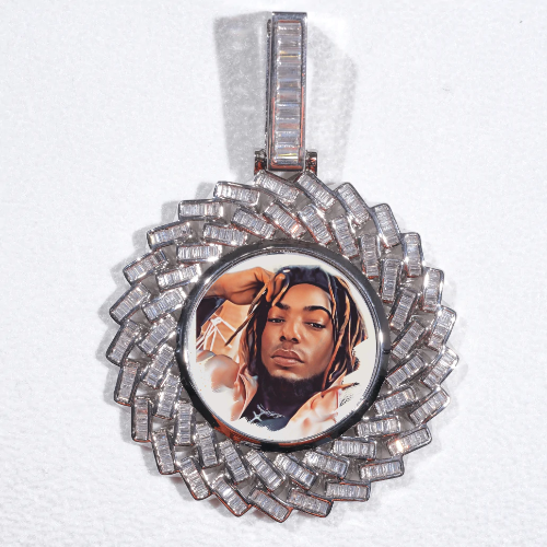 Large 3D Baguette Custom Picture Pendant