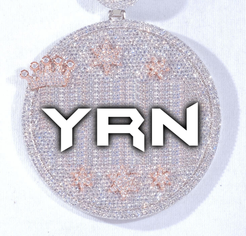CUSTOM LETTER NECKLACE 3D BIG CROWN DISC