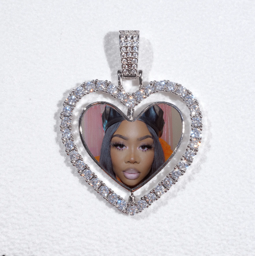 3D Spinning 2-Faced Heart Custom Picture Pendant
