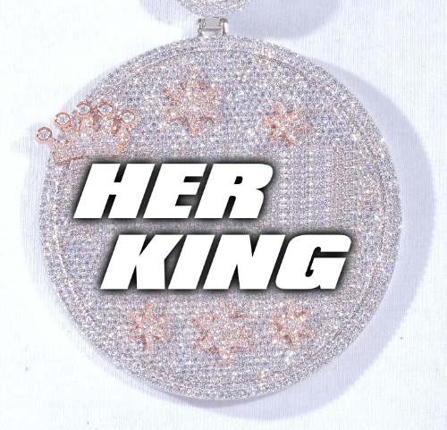 CUSTOM LETTER NECKLACE 3D BIG CROWN DISC