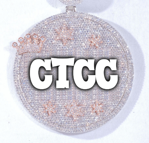 CUSTOM LETTER NECKLACE 3D BIG CROWN DISC