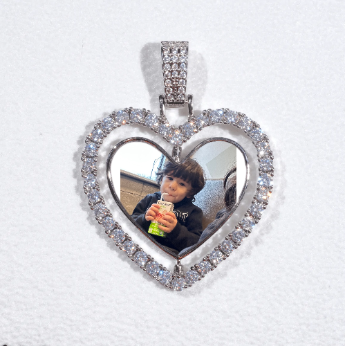 3D Spinning 2-Faced Heart Custom Picture Pendant