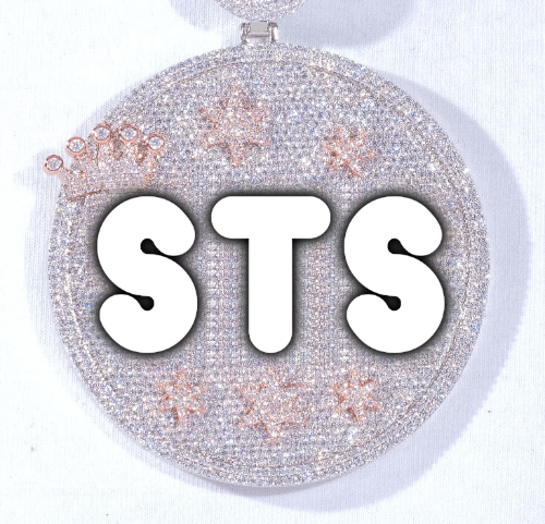 CUSTOM LETTER NECKLACE 3D BIG CROWN DISC