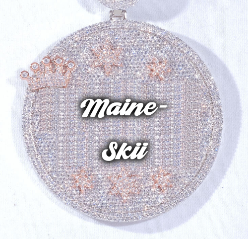 CUSTOM LETTER NECKLACE 3D BIG CROWN DISC