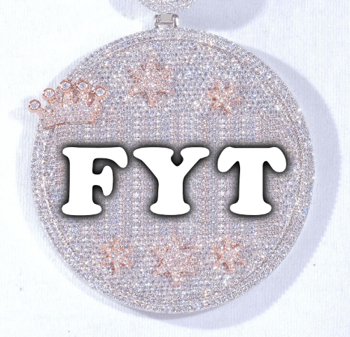 CUSTOM LETTER NECKLACE 3D BIG CROWN DISC
